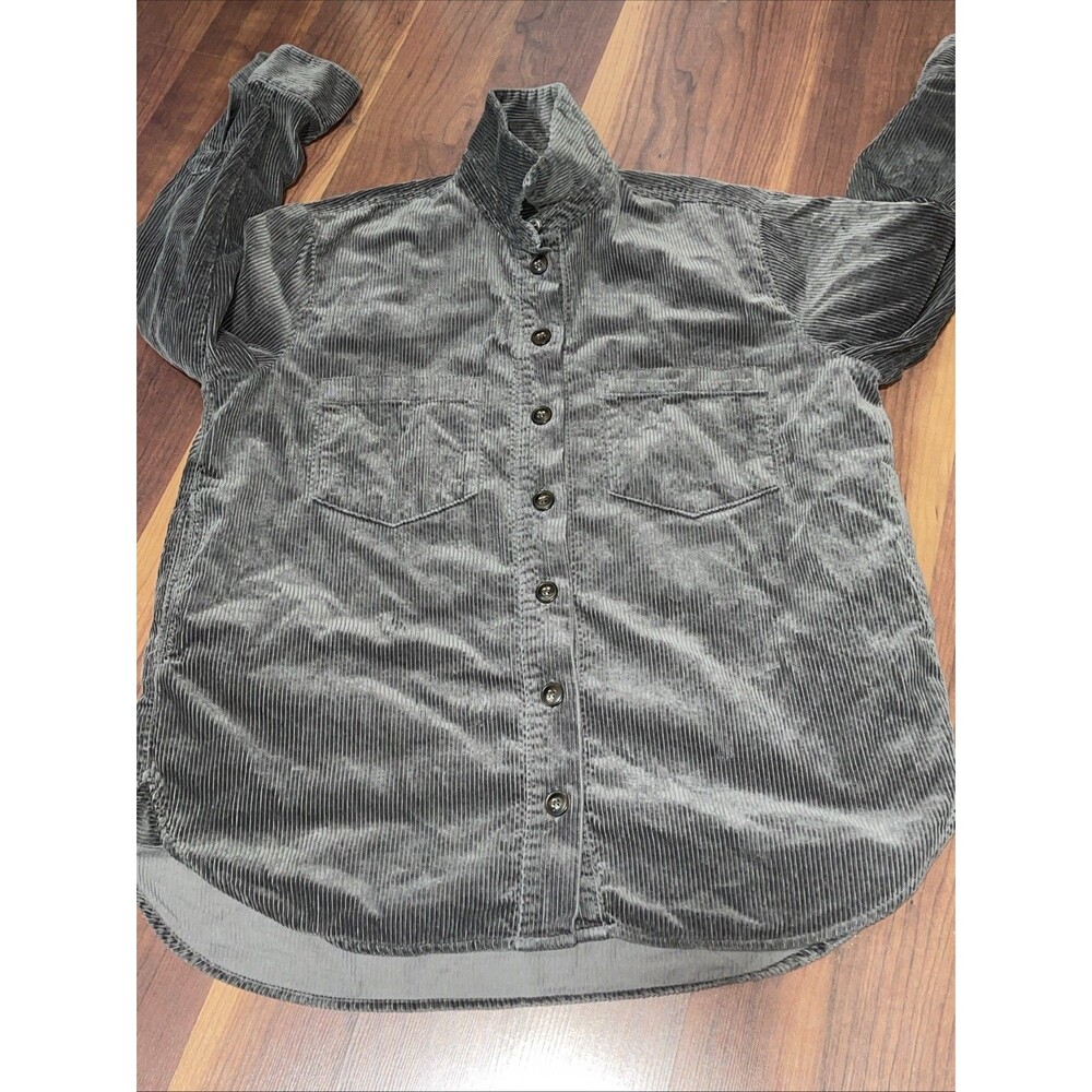 Madewell Corduroy Long-Sleeve Charcoal Gray Side Pockets Shirt Medium